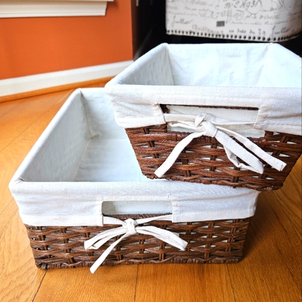 Rattan Decorative & Functional Baskets Set of 2